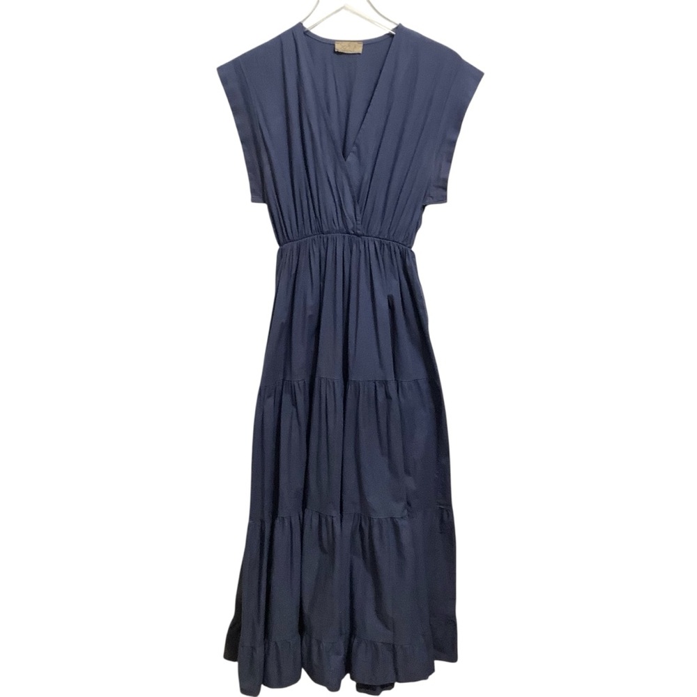 Sofia Poplin and cotton V Neck Elastic waist Maxi Dress Size M (0127)
